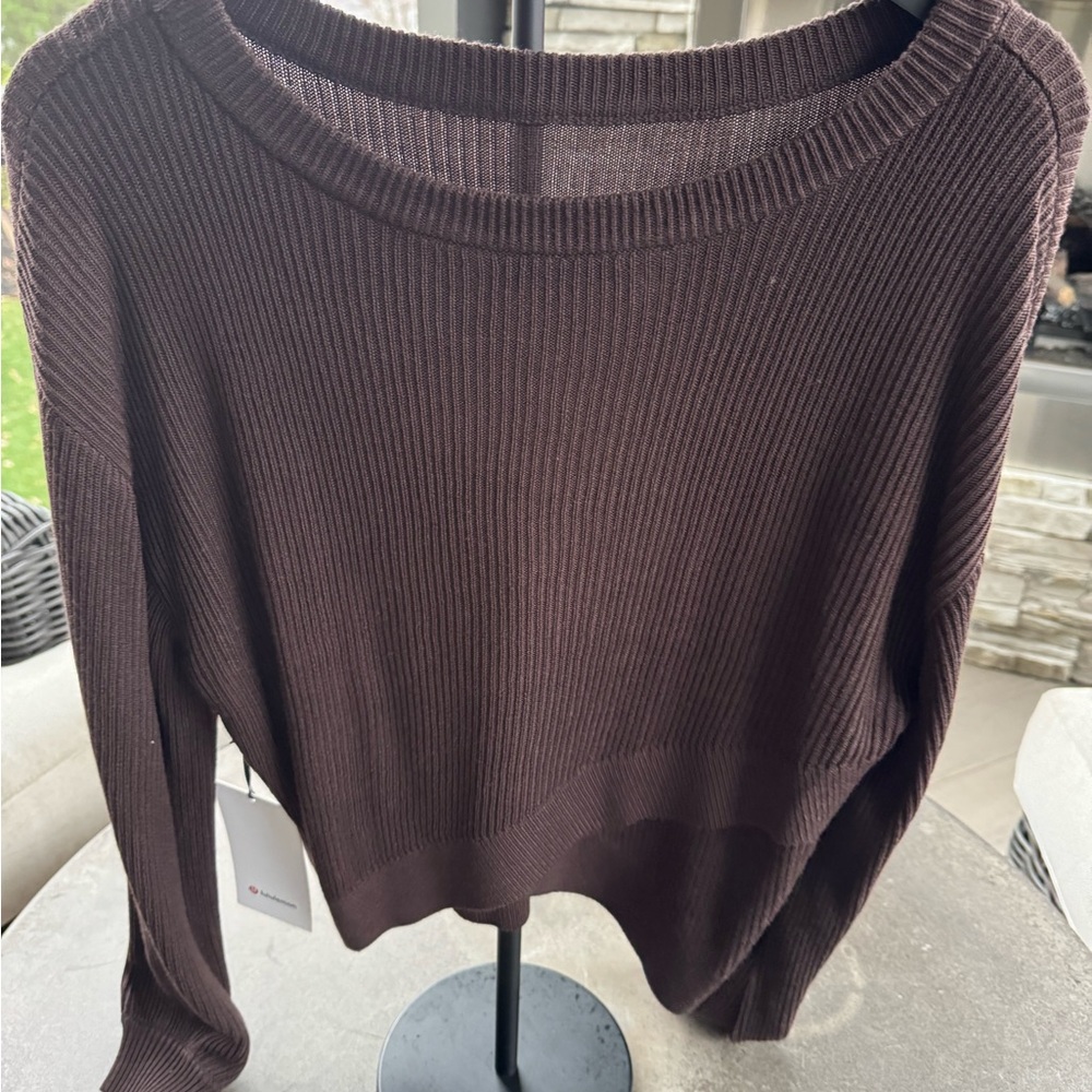Lululemon athletica Dark Brown Crew Neck Reversible Crossover Sweater